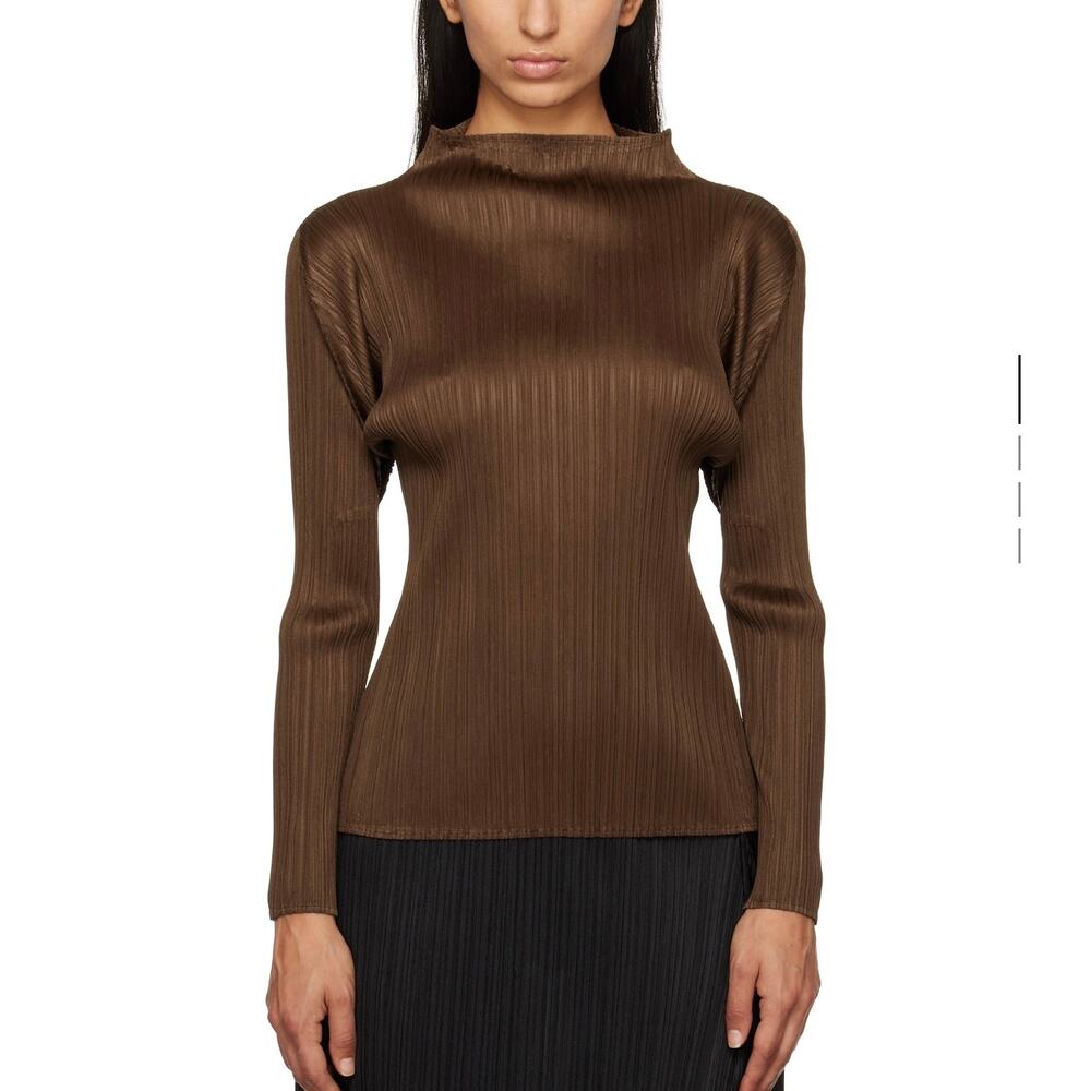 PLEATS PLEASE | ISSEY MIYAKE Pleated Funnel Neck Top Size 5
